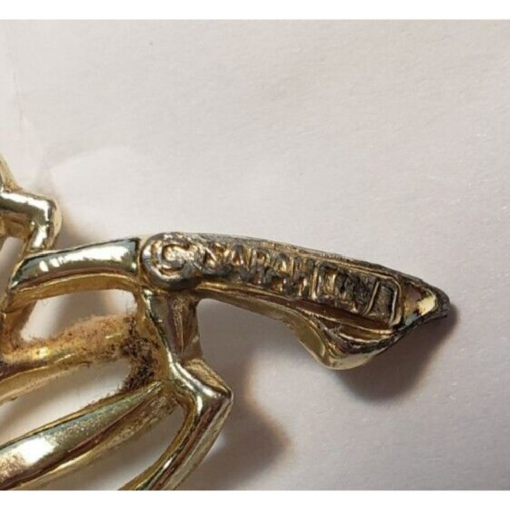Vintage 1960's Flower Brooch Pin Signed Marked Sarah Coventry Gold Tone 3" Large - Picture 10 of 10
